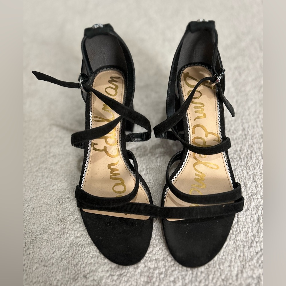 Sam Edelman Black Strappy block heels Women's Sandals shoes size 6